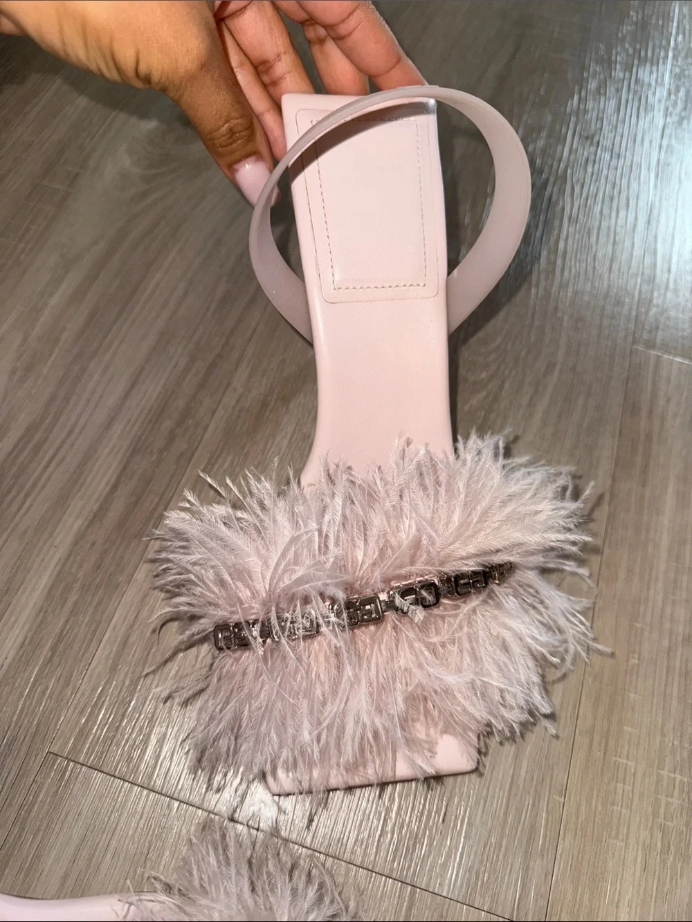 Givenchy mauve Feather Strap Square-Toe Heels
